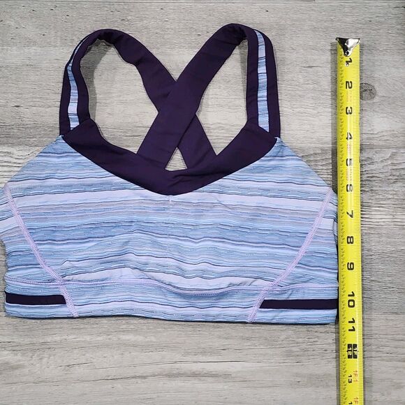 Lululemon Rack Pack Sports Bra Wave Twist Lilac Caspian Blue Deep Zinfandel Sz 6 - Picture 8 of 9